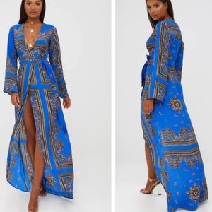 Cobalt Kimono Maxi Dress